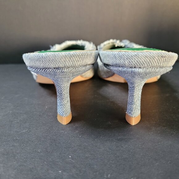 Vivianly Denim Heeled Pointed Toe Mules SZ 10 - Picture 6 of 8
